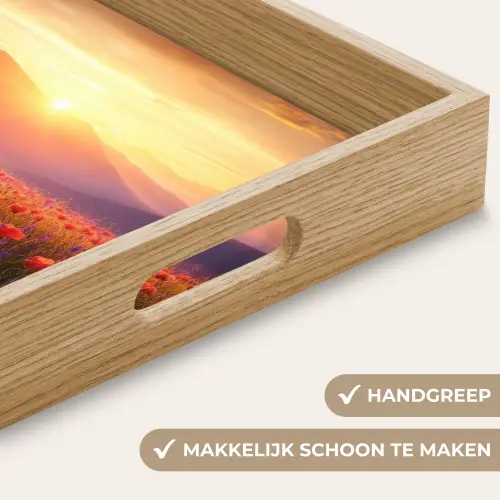 Landschap - Zonsondergang - Bloemenveld Dienblad Rechthoek middel -USP_HandgreepNL