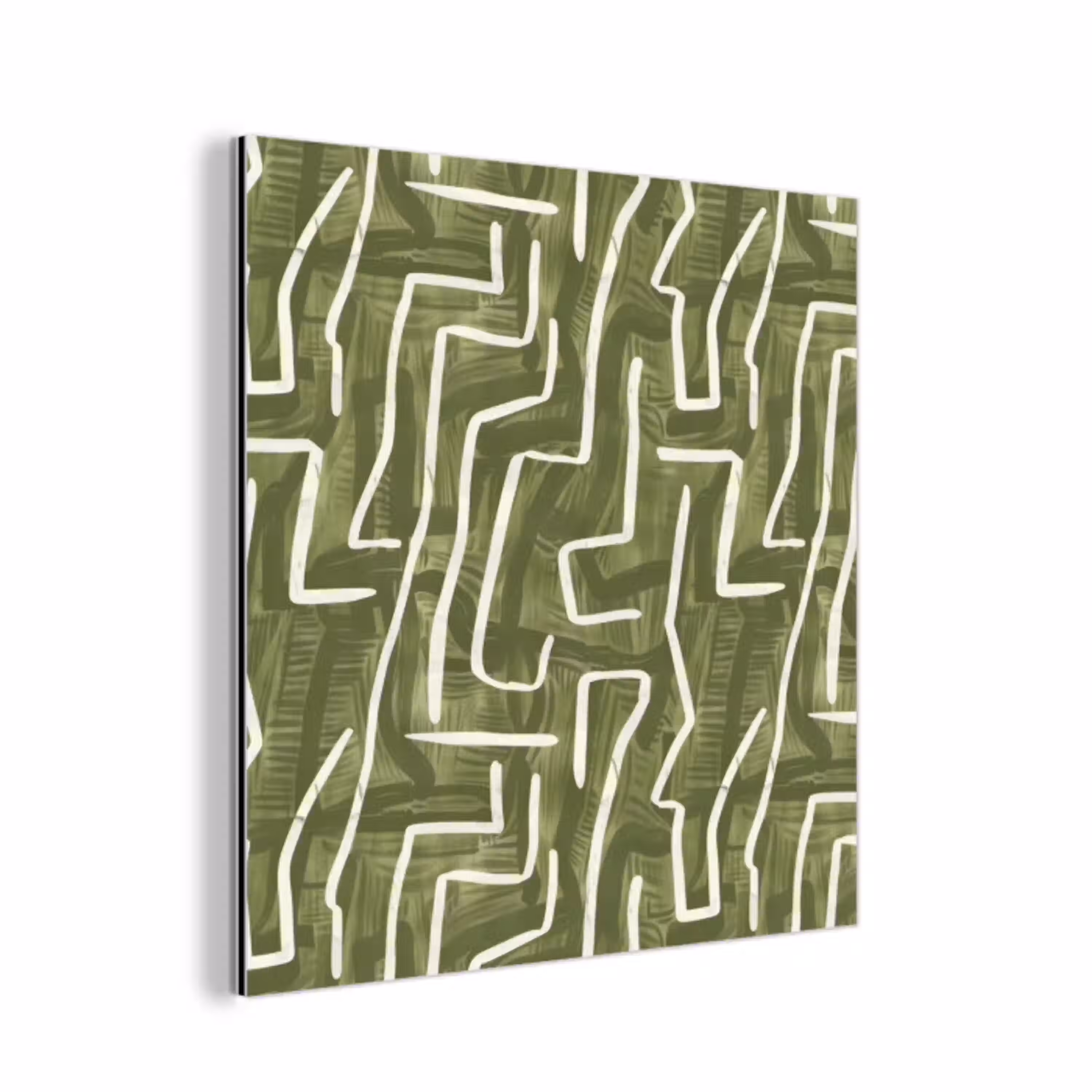 Groen - Abstract - Penseelstreken - Patroon aluminium wit klein 46 -3d
