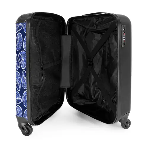 Blauwe schelpen patroon NBS - Handbagage koffer - Kinderen Unisex middel -binnenkant