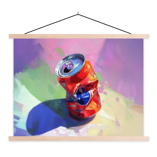 Frisdrank - Blik - Paars textielposter latten blank klein -3d