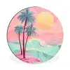 Palmbomen - Golven - Zee Wandcirkel aluminium klein -3d