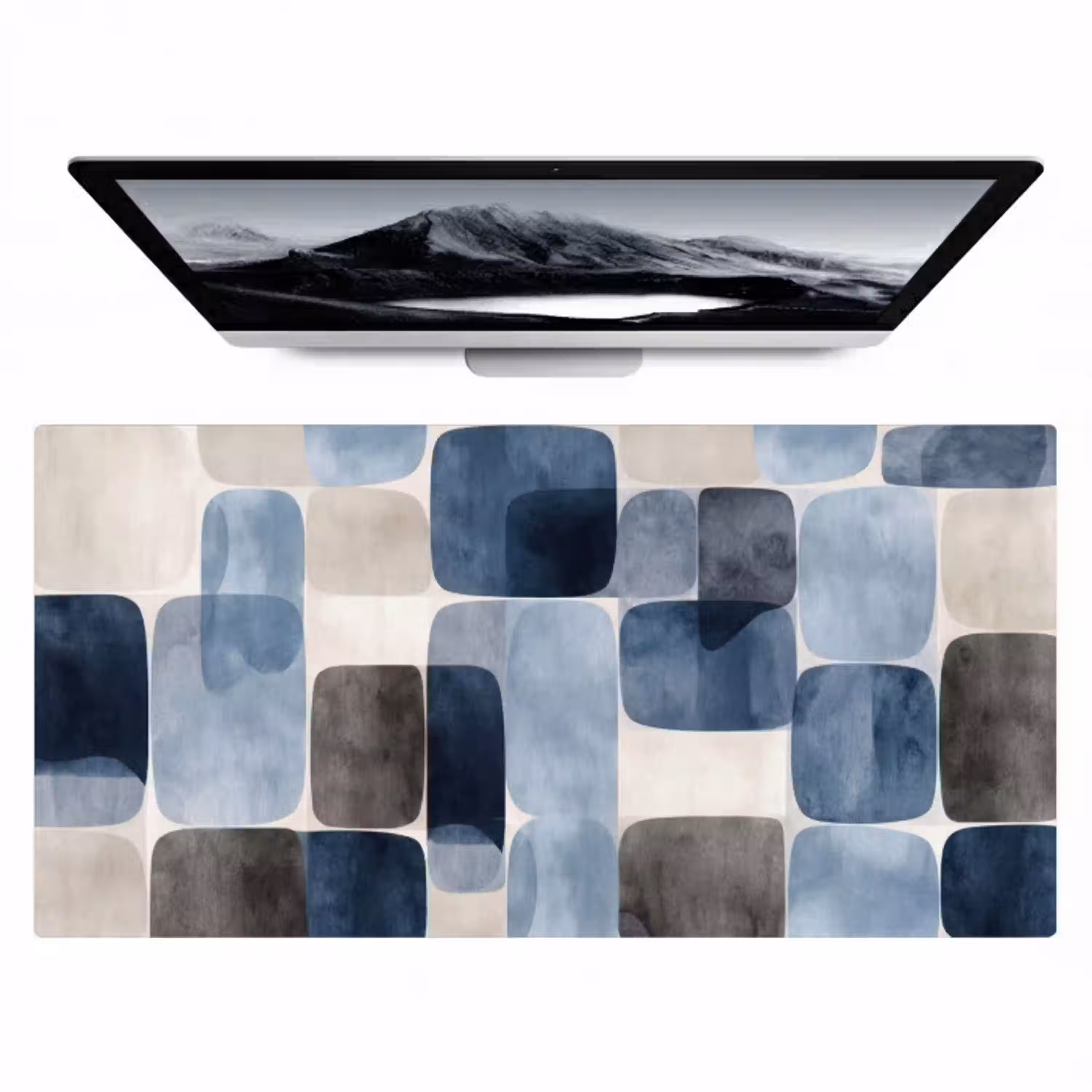 Patroon - Blauw - Vierkanten Muismat XXL klein -zzz3d