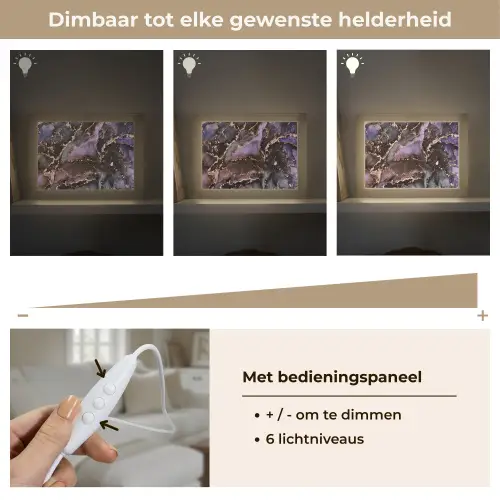 Marmer - Goud - Roze Light Box met kabel (Tafellamp) klein -USP_dimbaarNL