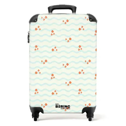 Zee met vissen patroon oranje blauw NBS - Handbagage koffer - Kinderen Unisex middel -productfoto_recht