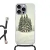 Bomen - Sneeuw - Wit Hoesje iPhone 16 Pro Max met koord klein -3d