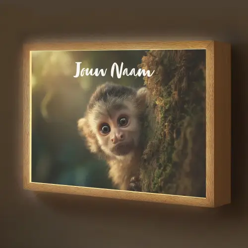 Aap - Boomstronk - Bruin Light Box met batterij (Wandlamp kind) middel -z3d_website