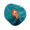 Portret - Klassiek - Blauw Wandcirkel Organisch Aluminium middel -3d
