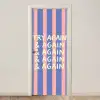Try again - Strepen - Roze - Verticaal - Blauw deurposter klein -3d_beige