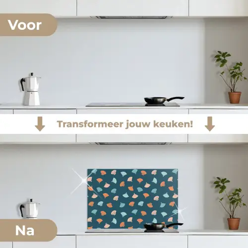 Zee - Dieren - Donkerblauw - Schelpen keuken achterwand spatscherm klein 900 -voor_na_NL