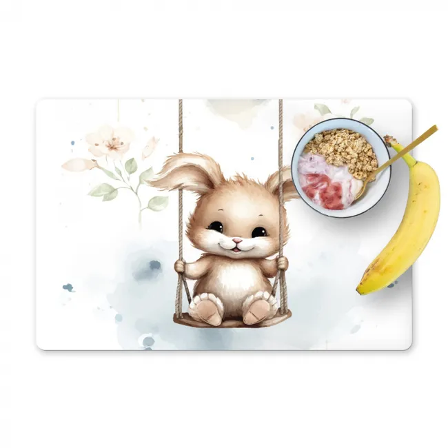 Konijn - Baby dier - Kinderen - Kinderkamer - Babykamer Placemat vinyl groot -zzzproduct_Kitchenyeah-website