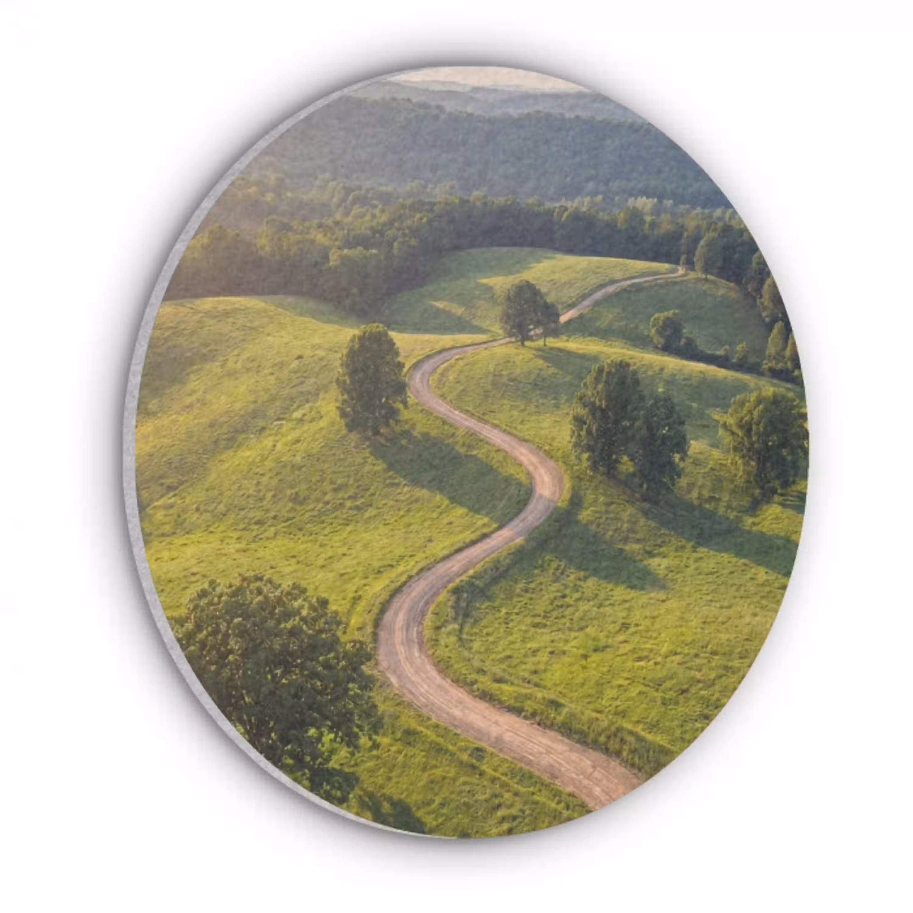 Weg - Weide - Natuur - Groen Akoestische PET Vilt - Rond klein -3d