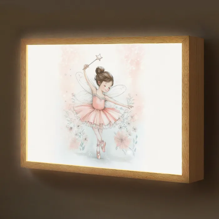 Ballerina - Fee - Roze Light Box met batterij (Wandlamp kind) middel -z3d_website