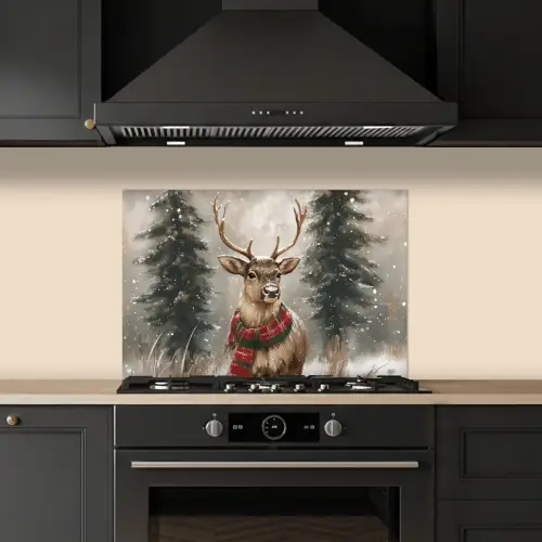Winter - Bos - Rendier - Donker keuken achterwand spatscherm klein -sfeer1