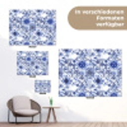 Bloemen - Blauw - Patroon - Wit tuinposter los doek klein 239 -Xsfeer9_DE