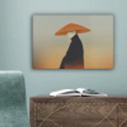 Minimalistisch - Silhouet - Oranje canvas 2cm klein -sfeer4