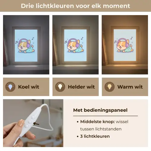 Corgi - Koptelefoon - Blauw - Muzieknoten Light Box met kabel klein -USP_lichtkleurNL