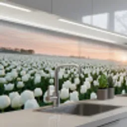 Tulpen - Landschap - Wit keuken achterwand 2 middel -3d_schuin