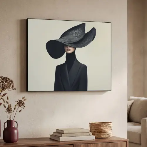 Zwart - Vrouw - Hoed Textielframe zwart klein -sfeer3