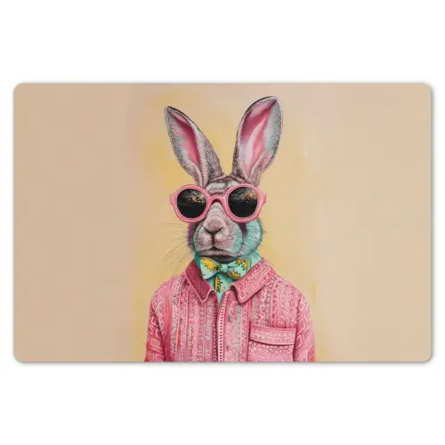 Grijs - Konijn - Blouse - Strik Placemat vinyl groot -zzsfeer1_Kitchenyeah-website