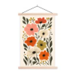 Veldbloemen - Stengels - Blaadjes - Groen textielposter latten blank klein -3d