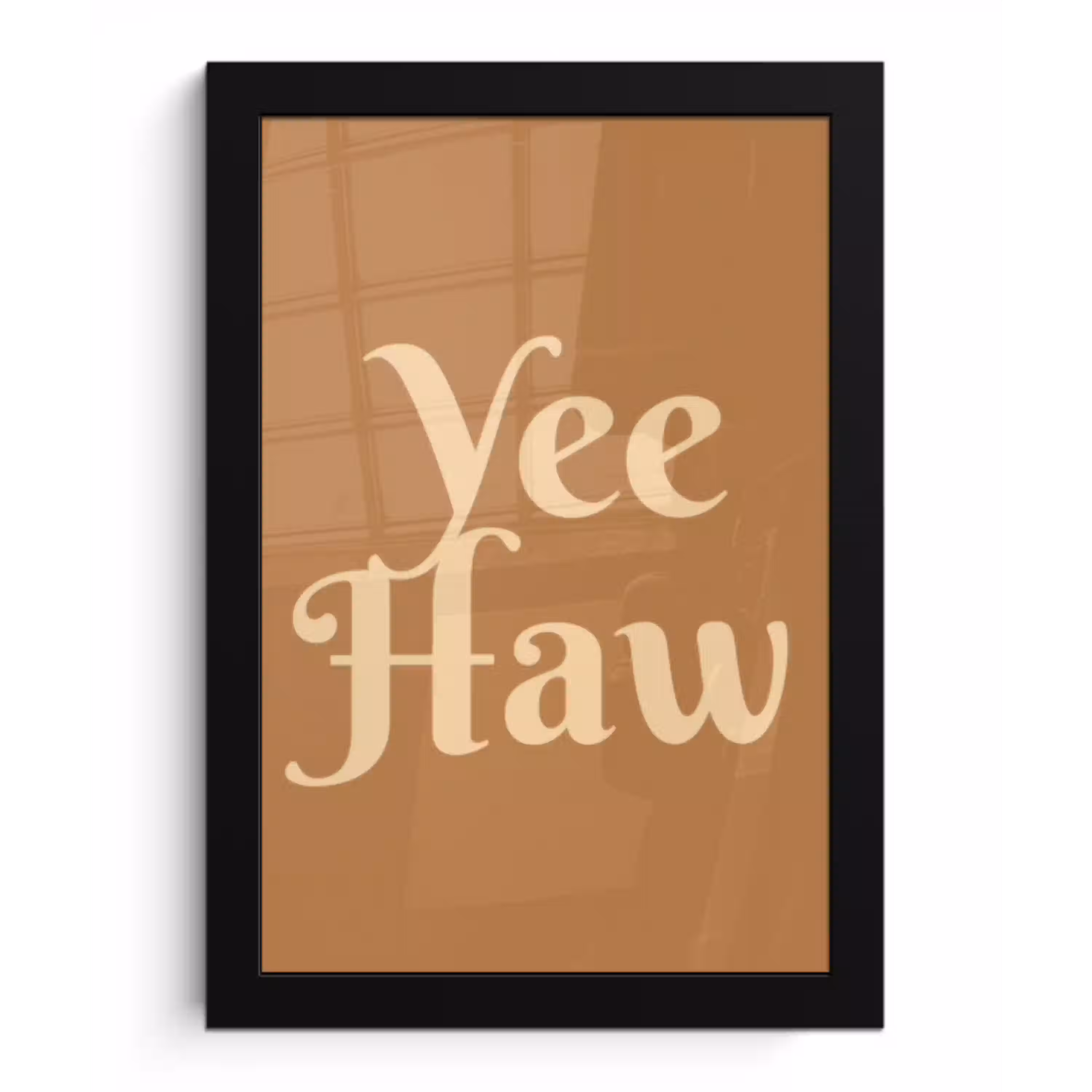Yee haw - Bruin - Minimalistisch fotolijst zwart zonder passe partout klein -3d