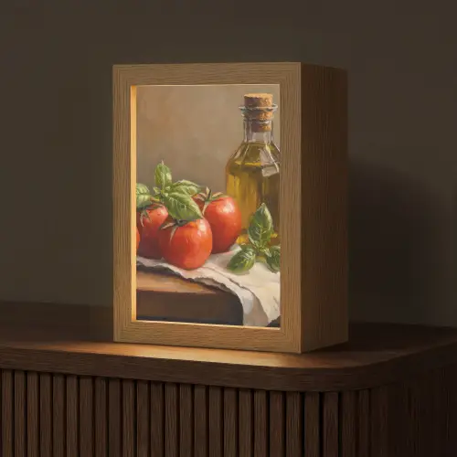 Tomaten - Olijfolie - Stilleven Light Box met kabel (Tafellamp) klein -z3d_website