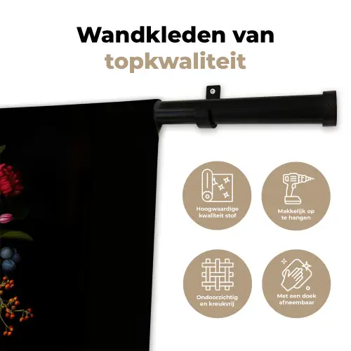 Bloemen - Vrolijk - Vaas Wandkleed katoen klein -sfeer2
