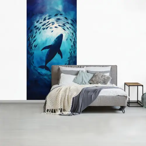 Walvis - Vissen - Donkerblauw fotobehang vinyl groot -slaapkamer