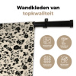 Bloemen - Dessin - Zwart Wandkleed katoen klein 269 -sfeer2