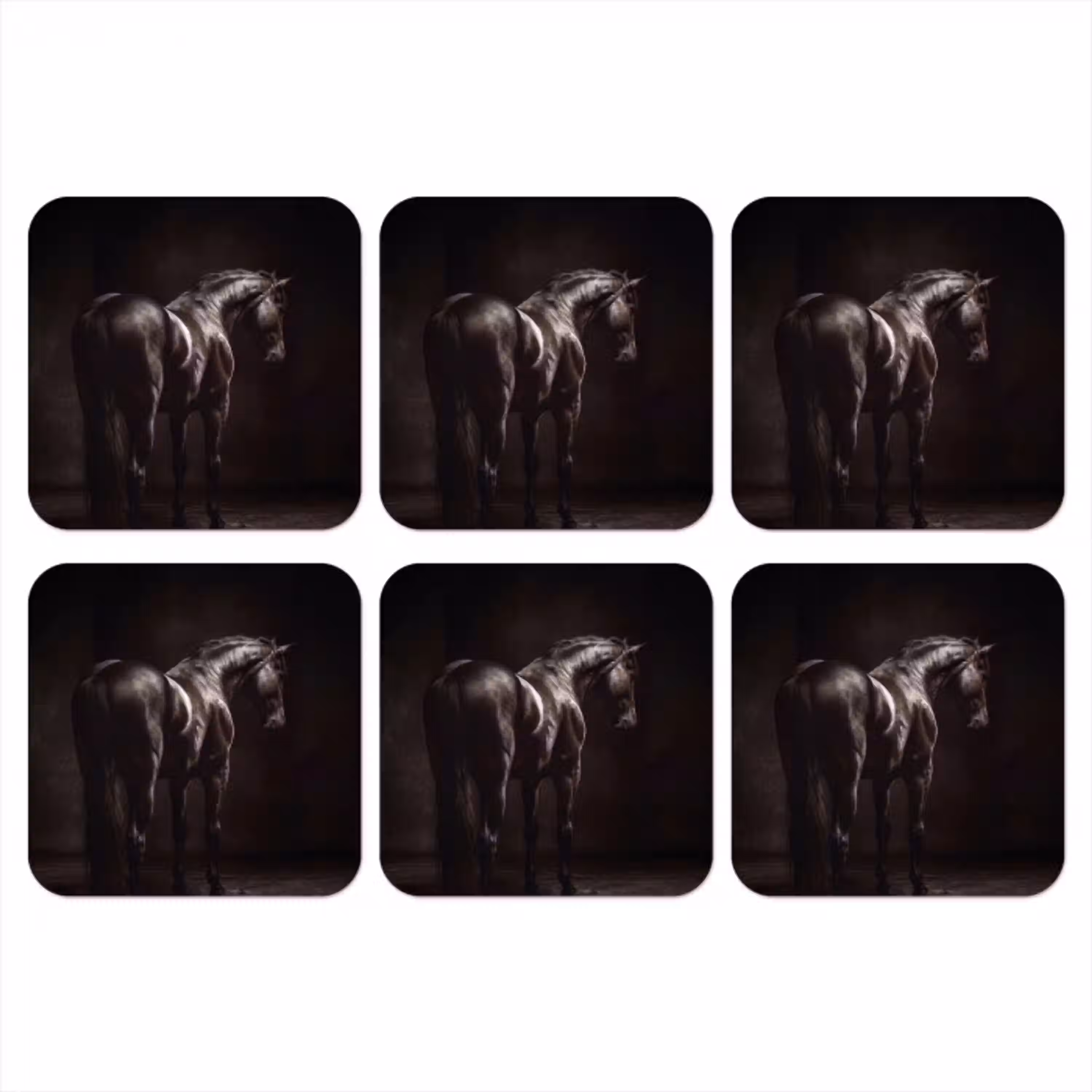 Krachtig - Paard - Donker onderzetter kurk middel -3d