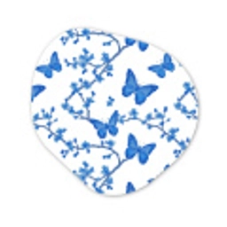 Vlinder - Bloemen - Blauw Wandcirkel Organisch Aluminium middel 851 -3d