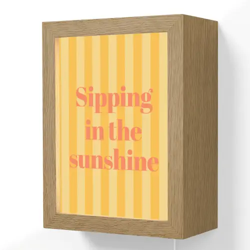 Gestreept - Geel - Sunshine - Letters Light Box met kabel (Wandlamp) klein -3d
