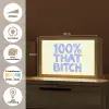 100% that bitch - Blauw - Wit Light Box met kabel (Tafellamp) klein -USP_websiteoverzichtNL