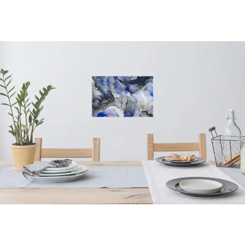 Marmer - Goud - Abstract - Blauw Muursticker klein -eettafel