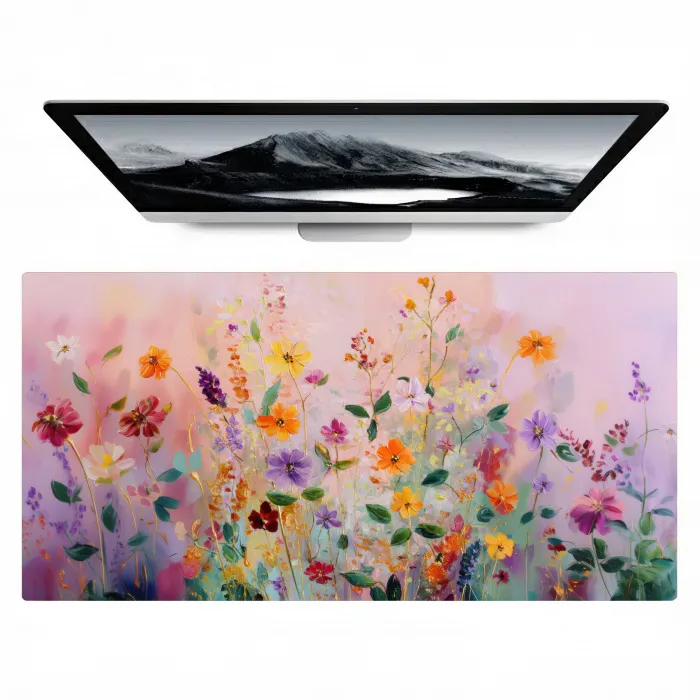 Schilderij - Bloemen - Abstract - Kleurrijk Muismat XXL klein -zzz3d
