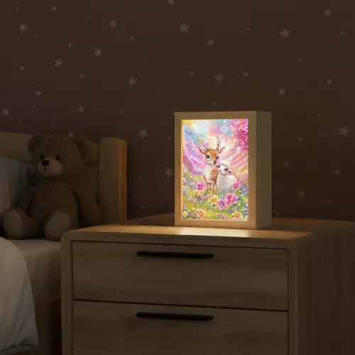 Hertje - Lammetje - Bloemen - Pastel Light Box met kabel klein -sfeer1_kind