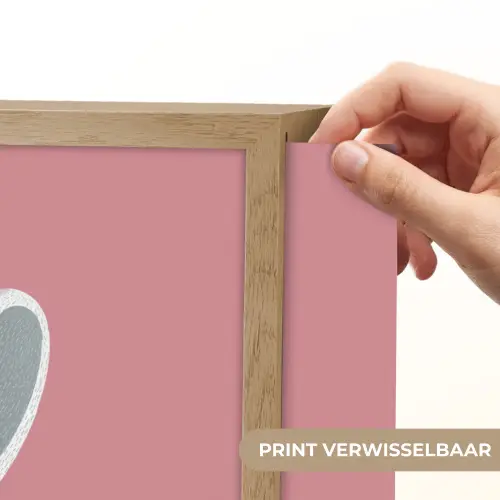 Illustratie - Konijn - Roze - Minimalistisch Light Box met batterij (Wandlamp kind) middel -USP_websiteprintNL