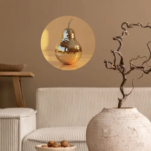 Goud - Disco - Glitter - Peer Wandcirkel behangsticker klein -sfeer1
