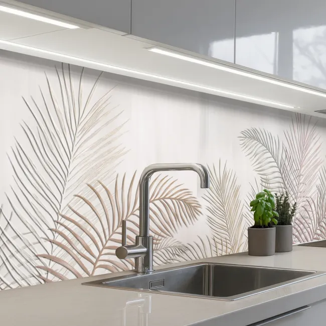 Crédence Cuisine - Feuilles - Beige - Botanique - Vintage