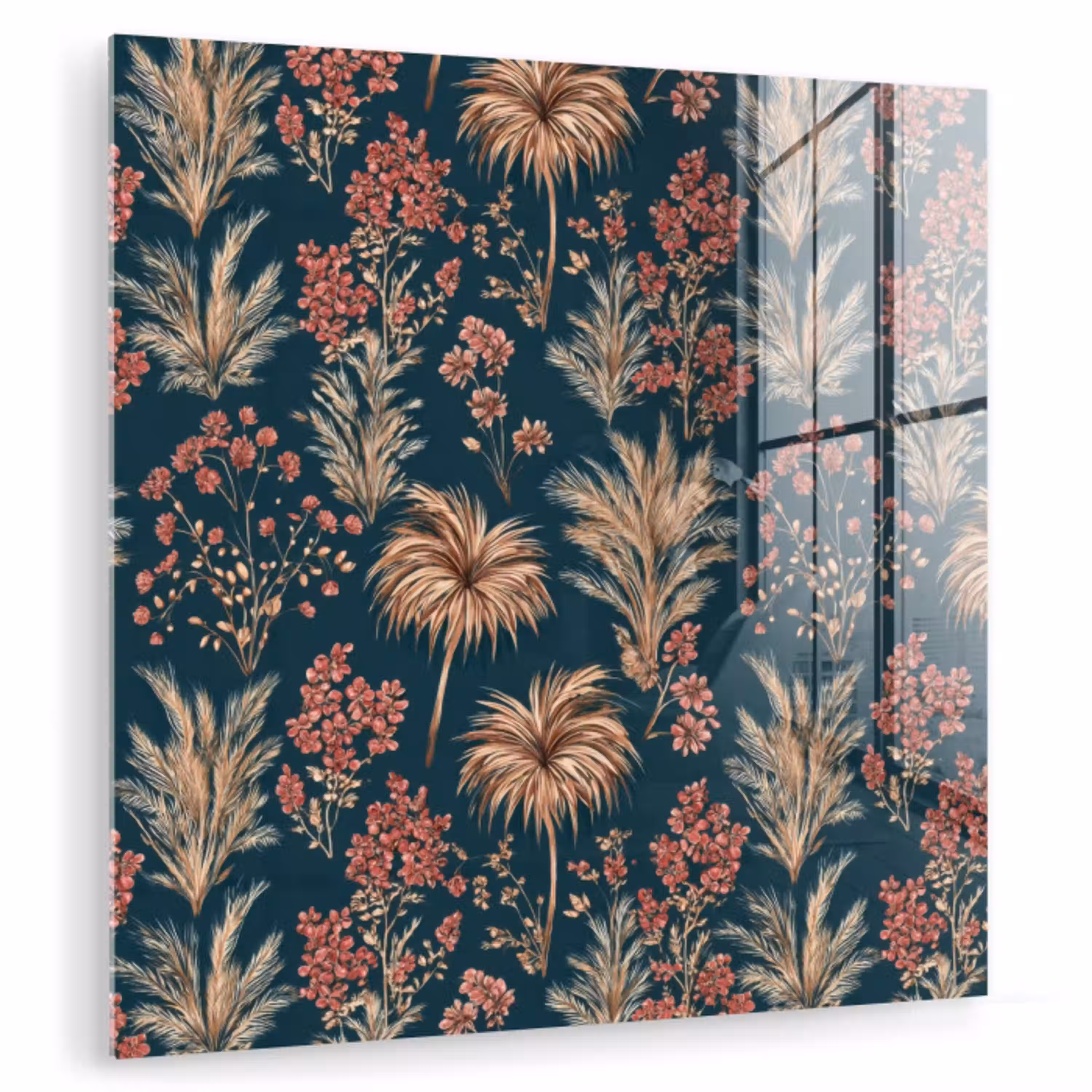 Botanisch - Patroon - Blauw plexiglas 5mm klein 11 -zzzproduct_nieuw