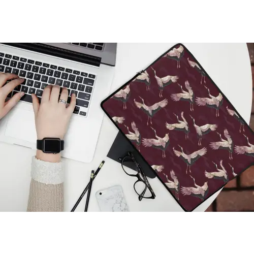 Kraanvogels - Klassiek - Bordeaux laptophoes neopreen klein 279 -bureau