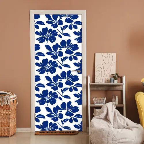 Floraal - Modern - Blauw deurposter klein 289 -sfeer1