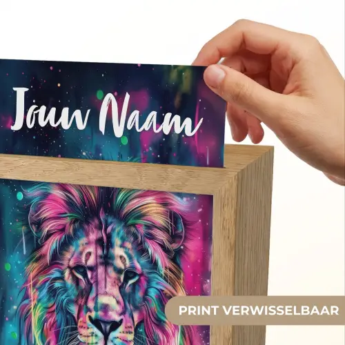 Leeuw - Verf - Kleurrijk - Zwart - Dieren Light Box met kabel (Kinderlampje) klein -USP_websiteprintNL