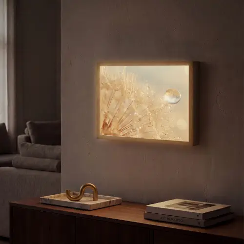 Paardenbloem - Water - Natuur - Planten - Modern Light Box met batterij (Wandlamp) middel -sfeer1