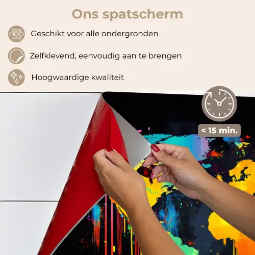 Wereldkaart - Verf - Kleurrijk - Graffiti - Wereld keuken achterwand spatscherm klein -spatscherm_NL