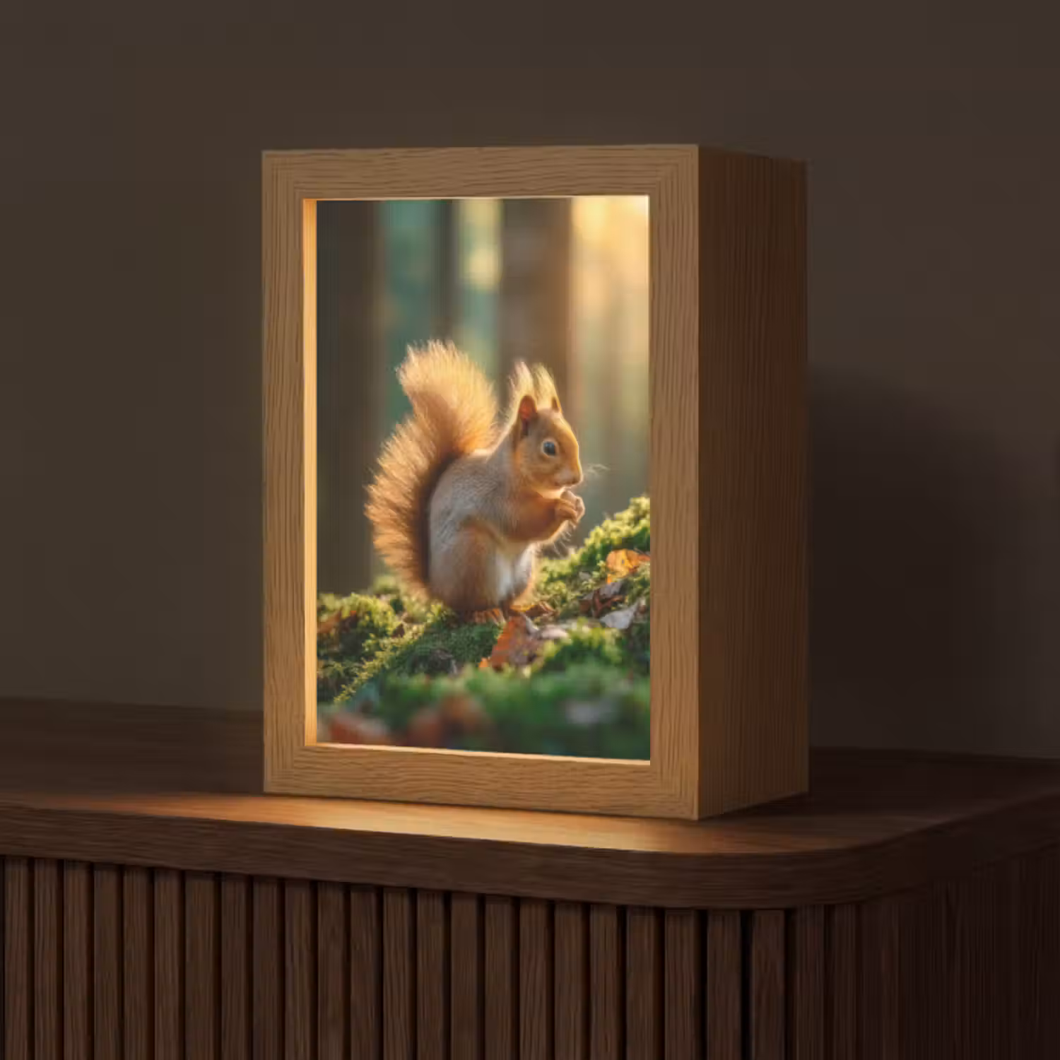 Tischlampe - Eichhörnchen - Nuss - Gras