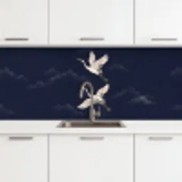 Kraanvogels - Nachthemel - Blauw keuken achterwand 2 middel -3d