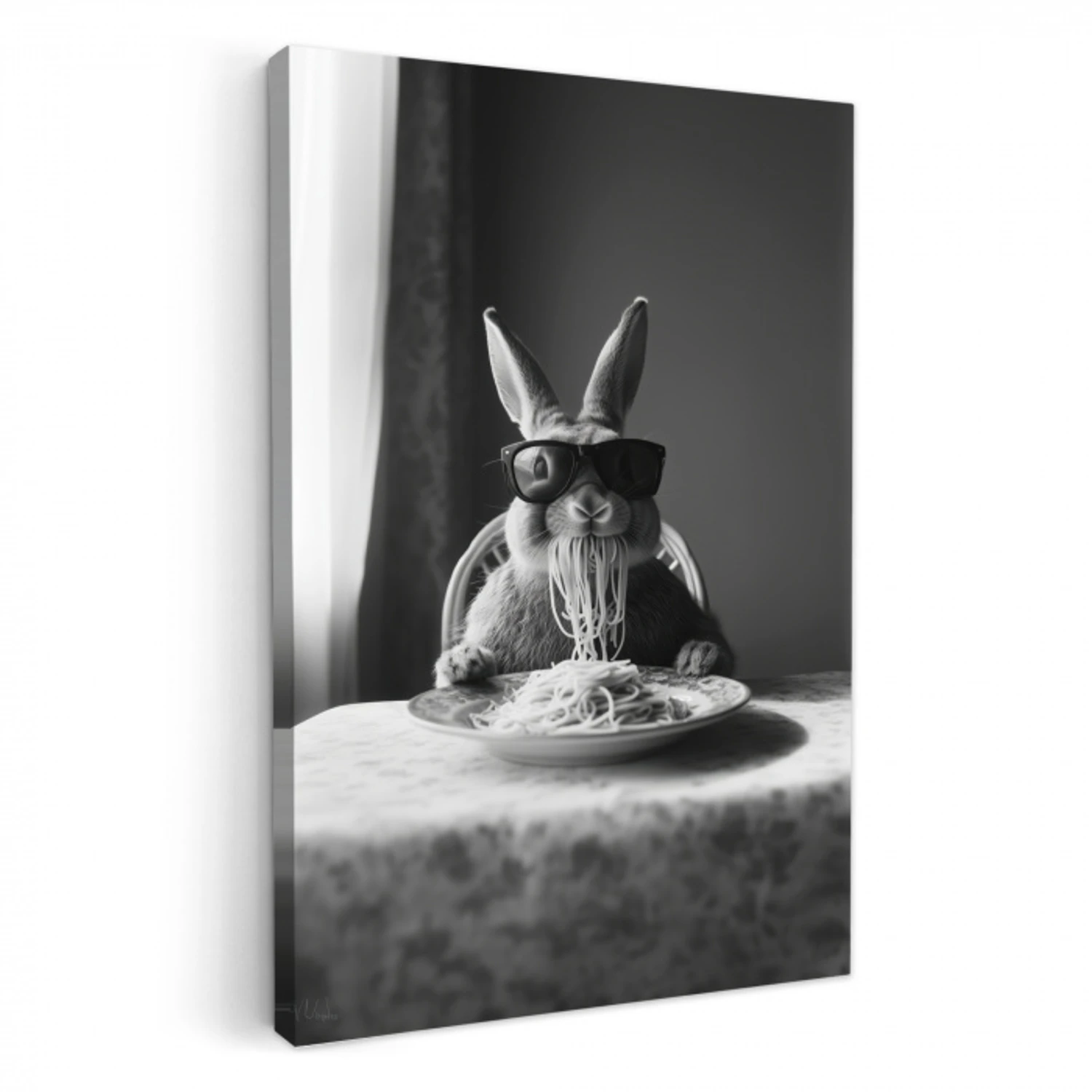 Konijn - Bunny - Zonnebril - Tafelkleed - Pasta - Schattig KitchenYeah - Keuken - Canvas klein -3d