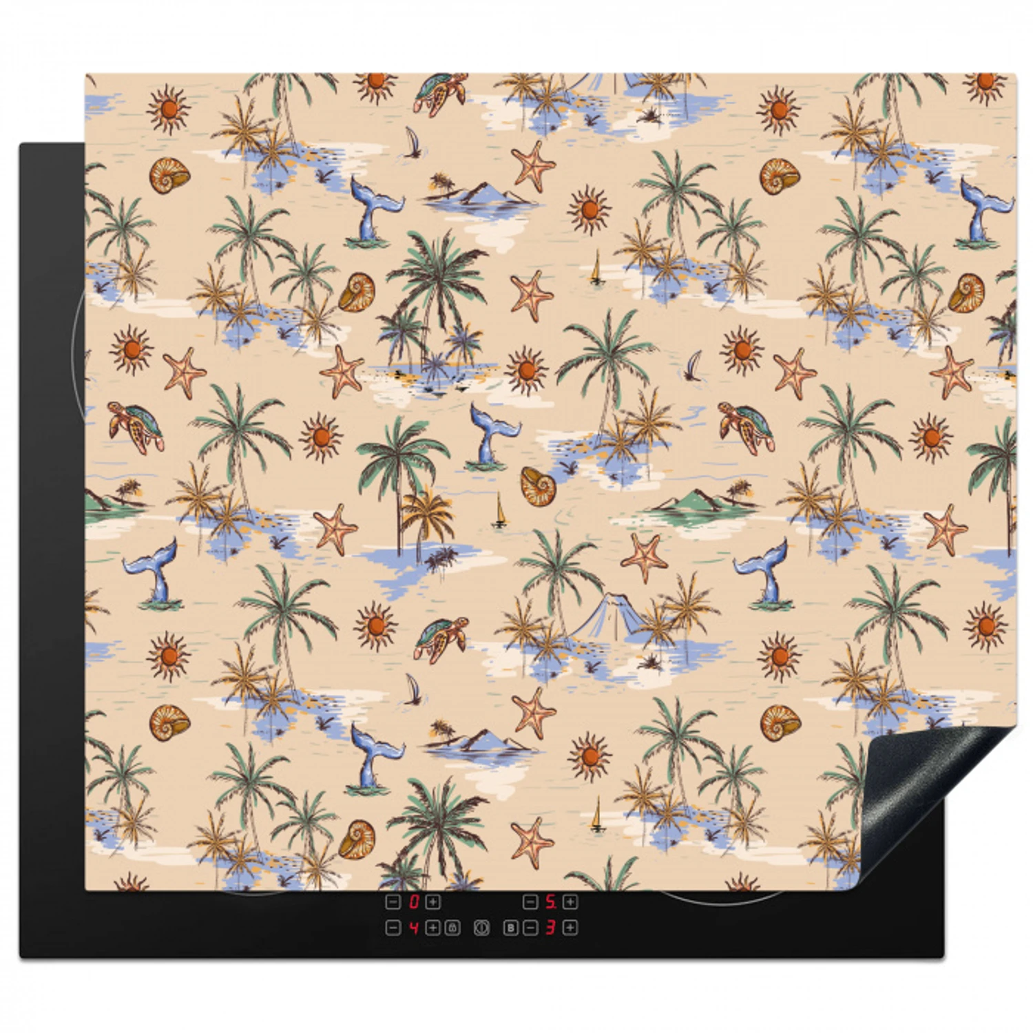 Nostalgisch - Kust - Zee - Eiland - Walrus - Multi Inductie beschermer vinyl 3mm middel 274 -3d