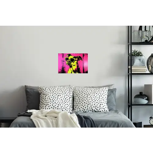 Hond - Zonnebril - Roze - Art Muursticker klein -slaapkamer